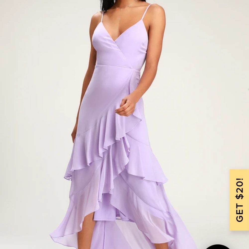 Lulus Lavender ruffled maxi dress